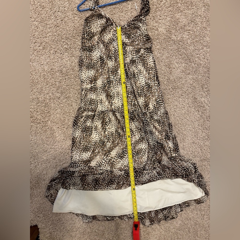 EXPRESS Woman’s Animal Print Maxi Dress Size Medium Flowing Brown and Cream - Picture 12 of 12